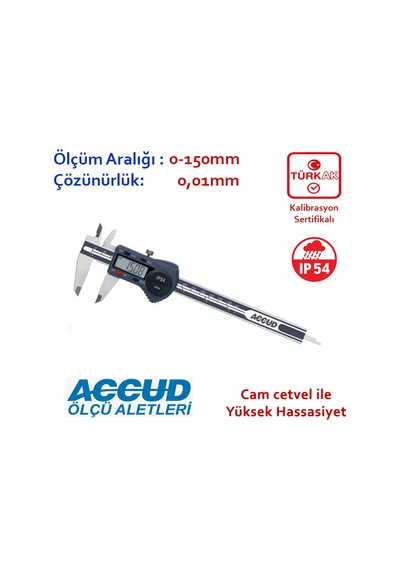 Accud 111-006-11 Dijital Kumpas 150Mm Ip54