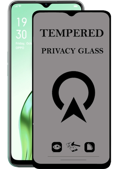 Oppo A15s ile Uyumlu Tam Kaplayan Hayalet Privacy Temperli Cam Ekran Koruycu