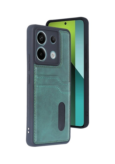 Xiaomi Redmi Note 13 Pro 5g Kılıf Sara Kartvizitli Deri Kılıf - Koyu Yeşil 0.2M-Çok Renkli
