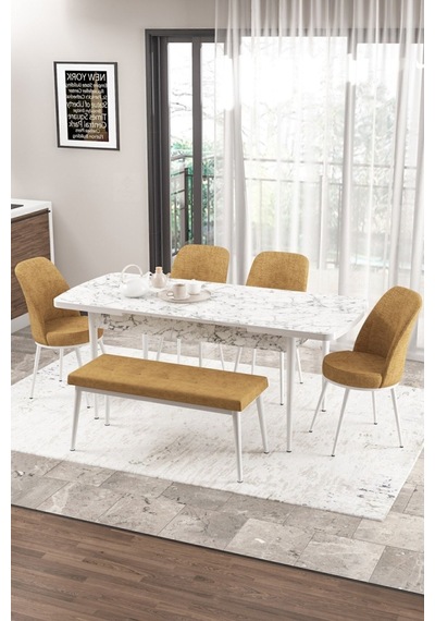 Canisa Concept Zen Serisi 80x132 Mdf Açılabilir Beyaz Mermer Desen Masa Takımı 4 Cappucino Sandalye Ve 1 Bench Masa Beyaz Mermer Sandalye Ve Bench Cappucino Canisa Concept Zen Serisi 80x132 Mdf Açılabilir Beyaz Mermer Desen Masa Takımı 4 Cappucino Sandalye Ve 1 Bench Masa Beyaz Mermer Sandalye Ve Bench Cappucino