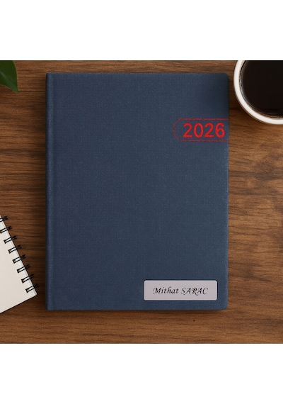 Isme Özel Kırmızı Yaldız Baskılı Ajanda 2027 Tarihli - Isme Özel Kalem Hediyeli Kırmızı