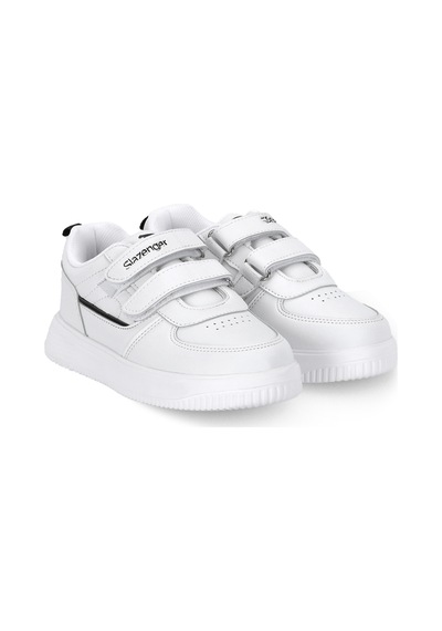 Slazenger Kalıpso F Unisex Çocuk Cırt Cırtlı Beyaz / Siyah Günlük Spor Ayakkabısı Beyaz - Siyah