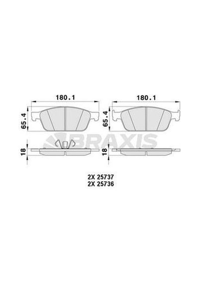 Braxis Aa0444 Ön Fren Balatası Courier 13-focus Iıı C-max 11-2.0 St 2.0tdcı Kuga Iı 1.6 Eco 2.0tdcı 12 Cv612001cb