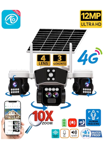 O-kam 9095 12mp 10x Zoom 4 Lens 3 Ekran Ultrahd 4g Solar Akıllı Güvenlik Kamerası O-kam 9095 12mp 10x Zoom 4 Lens 3 Ekran Ultrahd 4g Solar Akıllı Güvenlik Kamerası