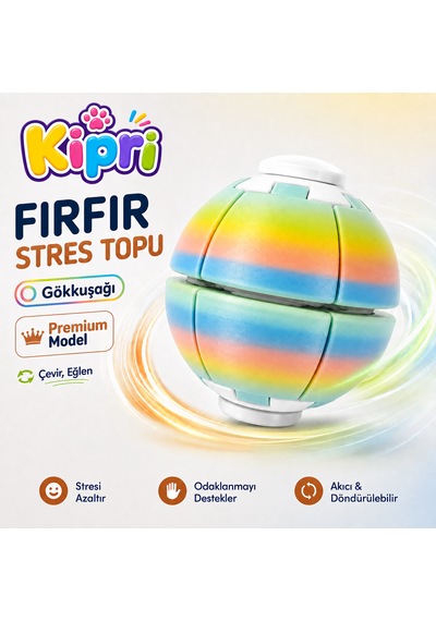 Spinner Ball Rulmanlı Fırfır Stres Topu Bas-çevir 3d Baskı Fidget Oyuncak Gökkuşağı