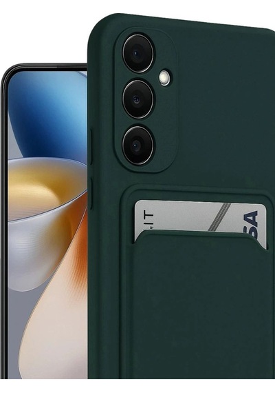 Samsung Galaxy Uyumlu, S24 Fe Kılıf Kelvin Kartvizitli Silikon - Koyu Yeşil