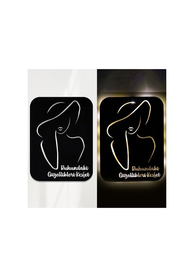 Led Işıklı Kişiselleştirilebilir Kadın Temalı Tablo Fragile Dekoratif Gece Lambası Sarı - 737247434 Sarı