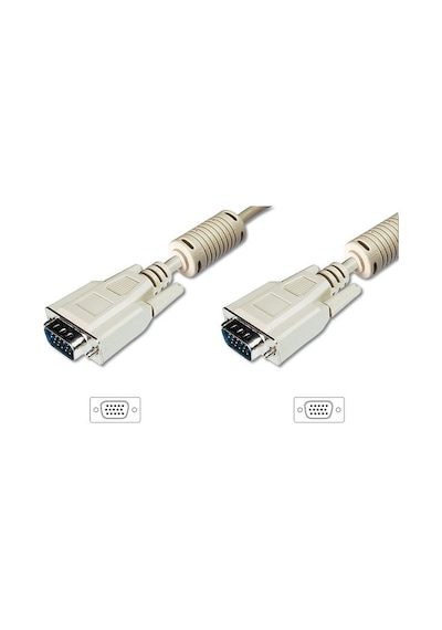 Assmann Digitus AK-310103-150-E 15 Mt VGA to VGA Erkek-Erkek AWG28 3Coax/7C Bej Görüntü Kablosu