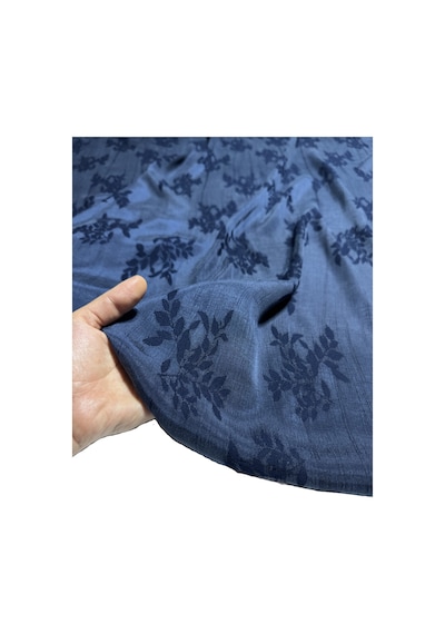 Jakarlı İpek Cupro Kumaş En 120 Cm Parlak Dökümlü Elbise, Gömlek, Kimono, Takım Ve Pantolon 1200 -9 Mavi