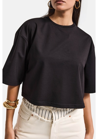 Itsbasic Kadın Siyah Renk S6-1 Oversize Bol Kesim T-shirt Itsbasic Kadın Siyah Renk S6-1 Oversize Bol Kesim T-shirt