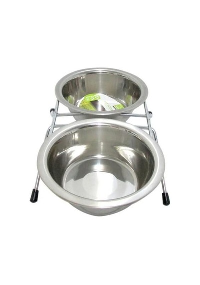 Nunbell Duo Ayaklı 2'li Çelik Mama Kabı 21 Cm 1000 Ml