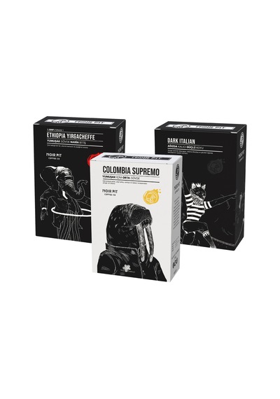 Noir Pit Coffee Co. Colombia Supremo, Dark Italian Ve Ethiopia Çekirdek Kahve 3x250 G Diğer