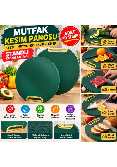 Mutfak Sebze,meyve,et,balık,ekmek Doğrama Kesme Tahtası Standlı Kesim Panosu Adet Fiyatıdır Çok Renkli