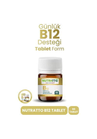 Nutratto Vitamin B12 Metilkobalamin 1000 Mcg Takviye Edici Gıda 60 Tablet