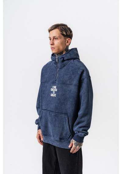 Respire Erkek Create Baskılı Kapüşonlu Oversize Hoodie Lacivert