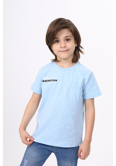 Toontoy Kids Toontoy Erkek Çocuk Cep Baskılı Tişört Mavi