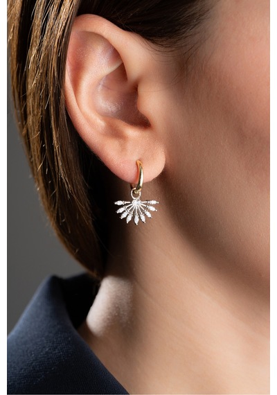 Çekirdekjewelry Kadın 925 Ayar Gümüş Işıltılı Küpe Modern Ve Şık Model Çok Renkli