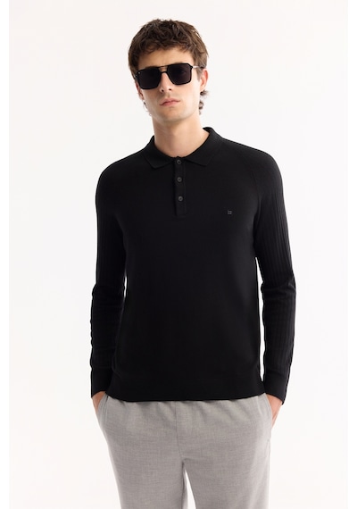 Avva Erkek Siyah Polo Yaka Düğmeli Soft Touch Dokulu Triko Regular Fit Kazak A52y5030 Avva Erkek Siyah Polo Yaka Düğmeli Soft Touch Dokulu Triko Regular Fit Kazak A52y5030