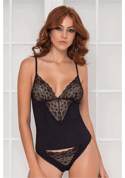 Pierre Cardin Kaşkorse Penye Askılı Atlet Külot Takım 345 Siyah 001