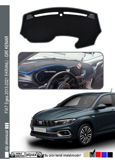 Fiat Egea Ekranlı 2015-2024 Arası Modelle Özel Oto Torpido Koruyucu - Gri Kenar