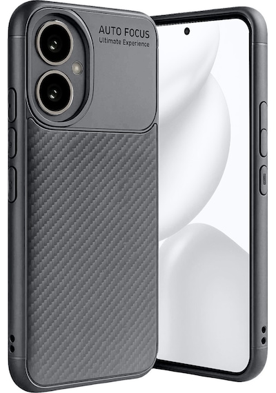 Honor 400 Uyumlu Kılıf Karbon Tasarım Kamera Korumalı Silikon Telefon Kılıfı Kapak Gri
