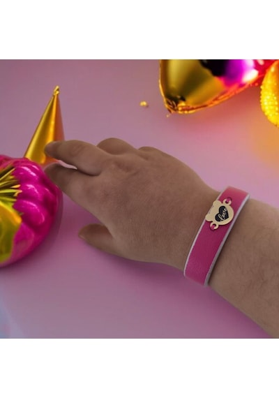 Archin Aşk Temalı Doğal Pembe Derili Ayıcık Motifli 14 Ayar Altın Plakalı Hediye Bileklik-458sembol Aşk Archin Aşk Temalı Doğal Pembe Derili Ayıcık Motifli 14 Ayar Altın Plakalı Hediye Bileklik-458sembol Aşk