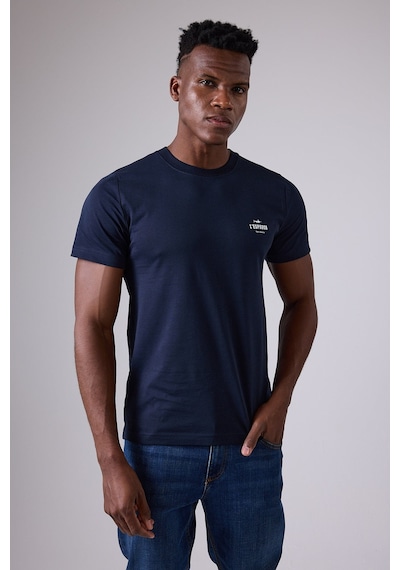 Marıne Tee Deniz Temalı Ribana Bisiklet Yaka Pamuk T-shirt-3151 Koyu Mavi