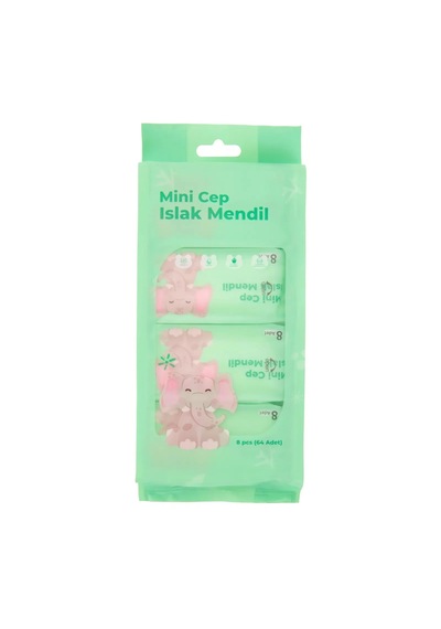 Go İthalat Mini Cep Islak Mendil Günlük Pratik 8&amp 39 Li Paket Çok Renkli