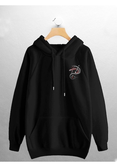 Macklin Unisex Kadın Erkek Yılanlı Bıçak Baskılı Sweatshirt Siyah Mck0917 Siyah