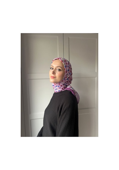Moda Kaşmir Moonlit Desen Bambu Eşarp Menekşe