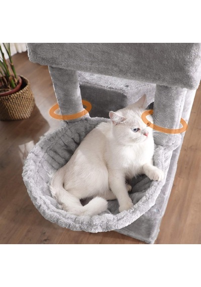 3 Mağaralı Büyük Kedi Ağacı Tırmalama Direği 164 Cm