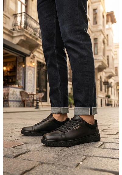 Pierre Cardin Anatomik Orijinal Ürün Hakiki Deri Sneaker Erkek Ayakkabı 169-581 Siyah