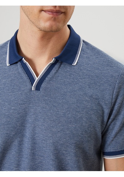Lcwaıkıkı Classic İndigo Polo Yaka Desenli Erkek Tişört