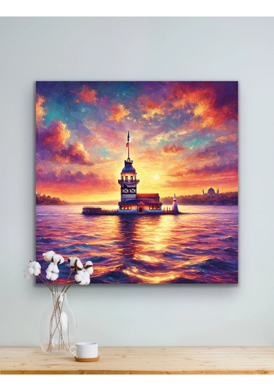 Kız Kulesi Kanvas Tablo 90x90cm Çok Renkli