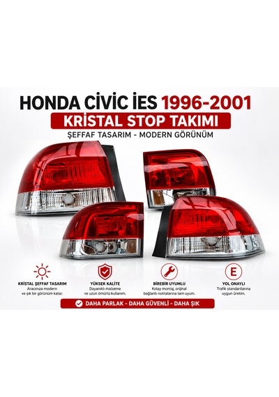 Honda Cıvıc İes 1996-2001 Uyumlu Kristal Stop Takımı 4 Parça