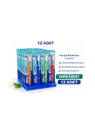 Difas Dipa Dent Medium Diş Fırçası Orta Sert 12 Adet