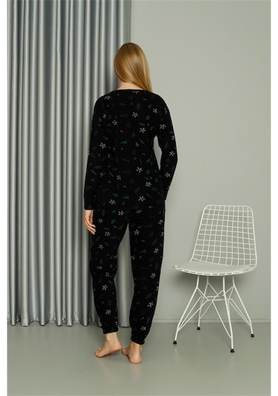 Akbeniz Merry Christmas Welsoft Polar Kadın Pijama Takımı 8514 - L Siyah