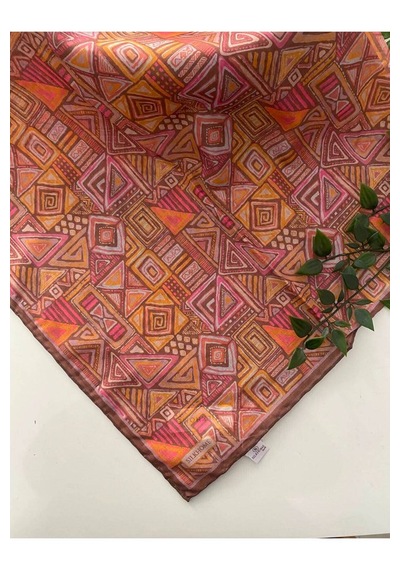 Silk Home Hiyeroglif Desen Soft Pamuk Eşarp Kiremit