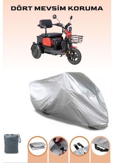 Gri Apec Apm2 3tekerlekli Motor Brandası Koruma Örtüsü