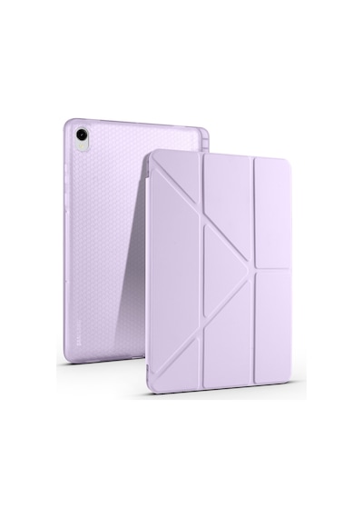 Galaxy Uyumlu Tab S11 Kılıf Mkst Tri Folding Kalem Bölmeli Standlı Kılıf - Mavi Tablet Kılıfı