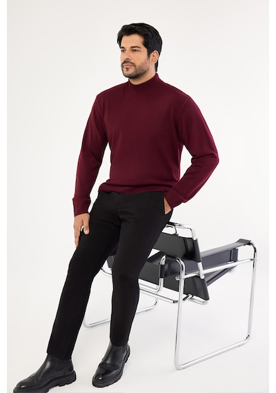 AC&Co / Altınyıldız Classics Altinyildiz Classics Erkek Bordo Standart Fit Normal Kesim Yarım Balıkçı Yaka Triko 4A4923100005BRDXL Bordo