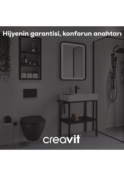 Creavit Ara Kesme Valfi 1/2-1/2" Antrasit Mat Ms.ac50l.anm