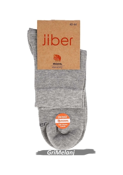 Jiber Erkek Modal Likralı Yarım Konç Çorap 6401 - 6 Adet Gri Melanj