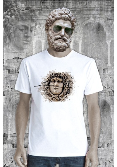 Flood Of Style Mitoloji Antik Medusa Unisex Tişört Beyaz