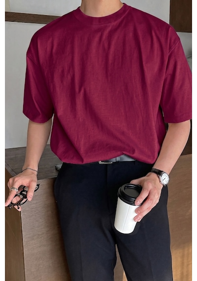 Genius Store Erkek Oversize Tişört Pamuk Kumaş Bisiklet Yaka Rahat Kalıp T-shirt Bordo Genius Store Erkek Oversize Tişört Pamuk Kumaş Bisiklet Yaka Rahat Kalıp T-shirt Bordo