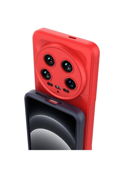 Xiaomi Mi 14 Ultra Kılıf Kamera Korumalı Esnek Silikon Parmak Şeritli Pazarplus Kırmızı