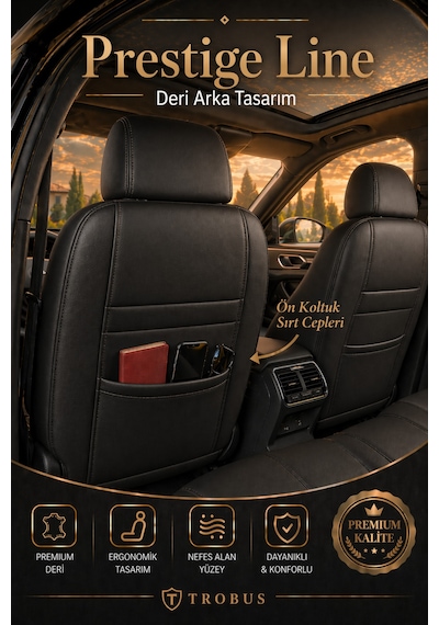 Citroen Nemo 2008-2014 Tay Tüyü Deri Detay Koltuk Kılıfı Prestige Line Siyah