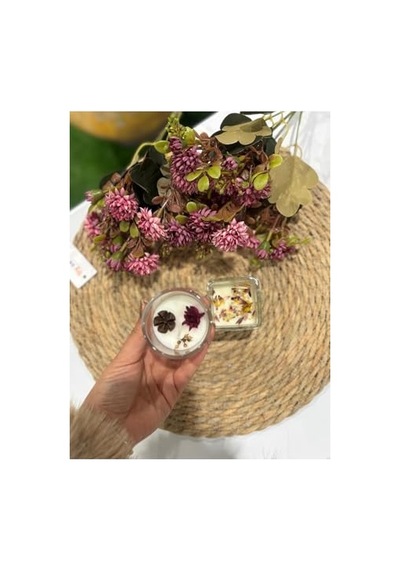 2'li Set Kokulu Mum, Kare Ve Silindir Mum, Çiçek Kokulu, Beyaz, 5 X 5-7 Cm Diğer