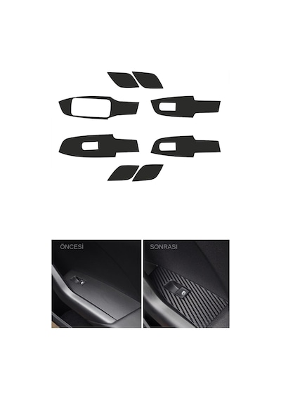 Volkswagen T Cross İle Uyumlu İç Trim Folyo Kaplama Set Mat Karbon Siyah