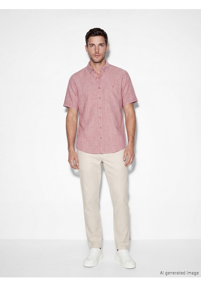 Lcwaıkıkı Classic Bordo Regular Fit Keten Karışımlı Erkek Gömlek